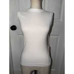 NEW AMO Women's Cotton White Eggshell Penny Tank Muscle Size S Small USA